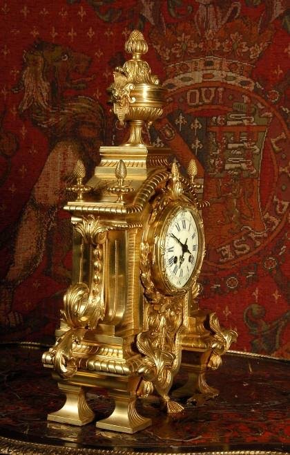 fig 3. Japy Freres Large and Stunning Louis XVI Style Brass Clock. French - Circa 1870.